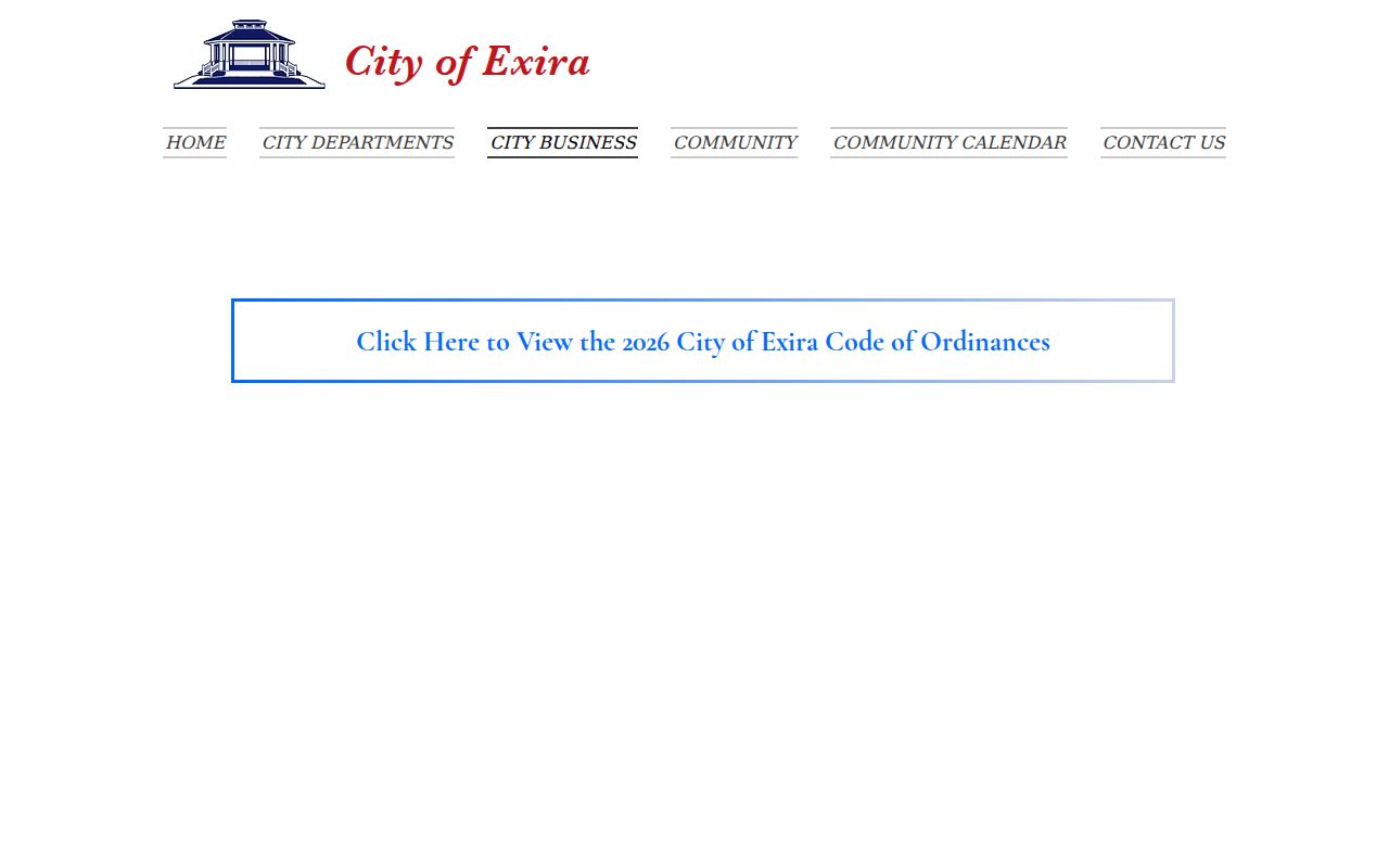 Official Exira ordinances and policies webpage